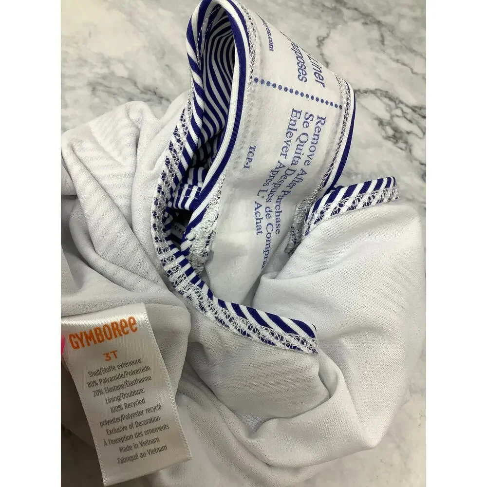 Gymboree Toddler Girl's 3T Blue & White Striped Eyelet One Piece Swimsuit OS35-5